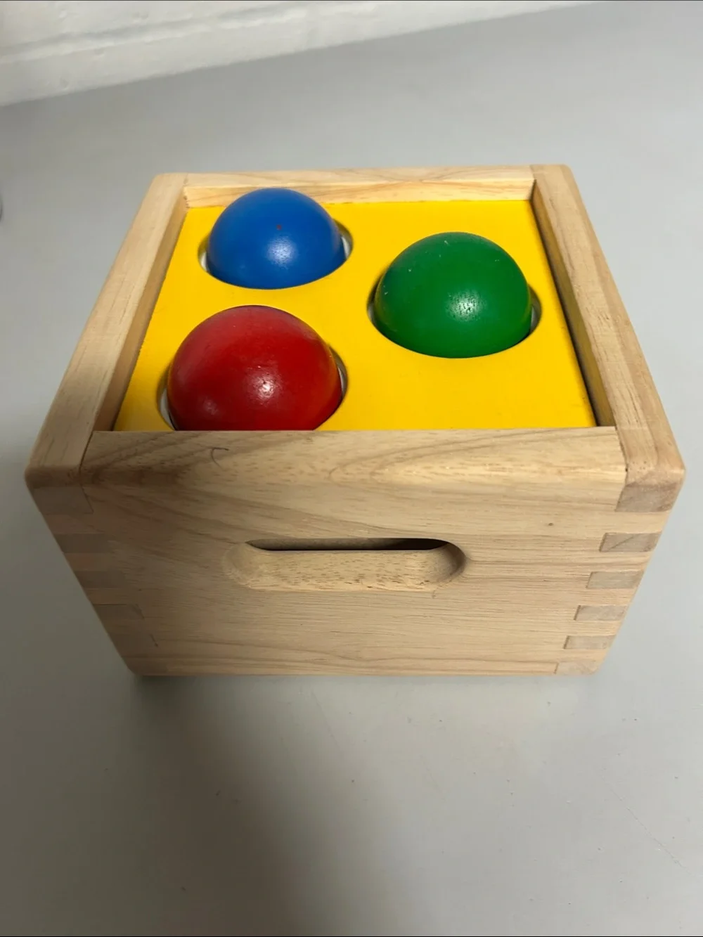 Plan Toys punch & drop natural wood mallet and ball  toy